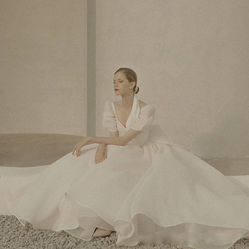 Super Xiansen White Simple Bridal Dress - Image 3