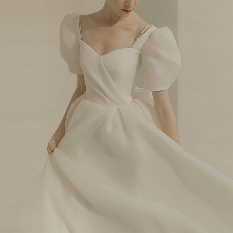 Super Xiansen White Simple Bridal Dress - Image 5