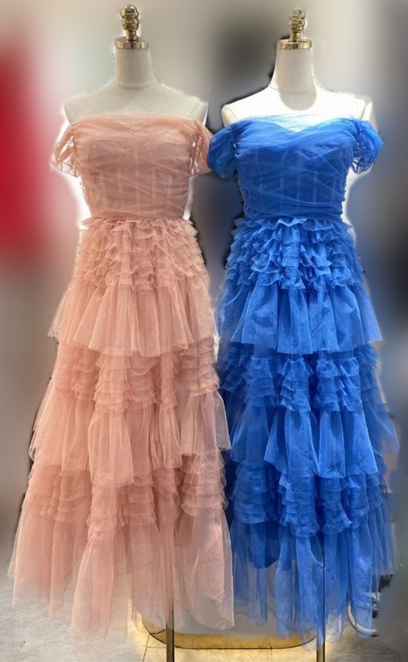 Bridal Wedding One Line Neck Lacquer Mesh Dress - Image 7