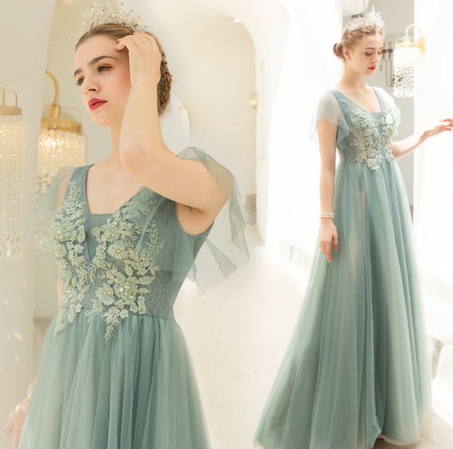 New Light Green Bridal Wedding Toast Dress - Image 2