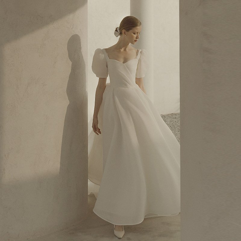 Super Xiansen White Simple Bridal Dress