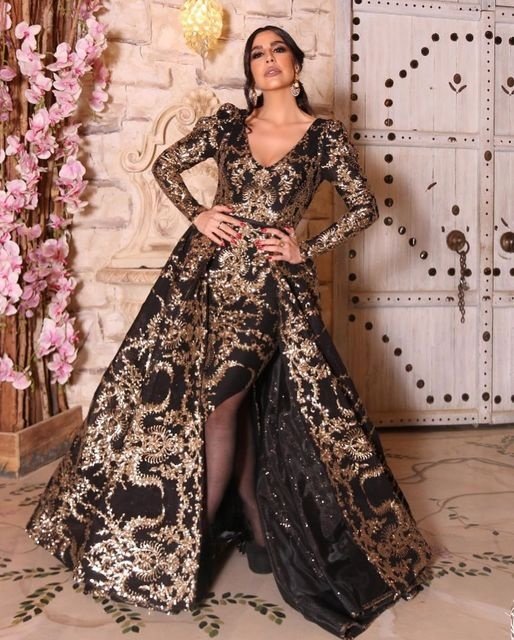 Bronzing and swinging sexy tail banquet evening dress