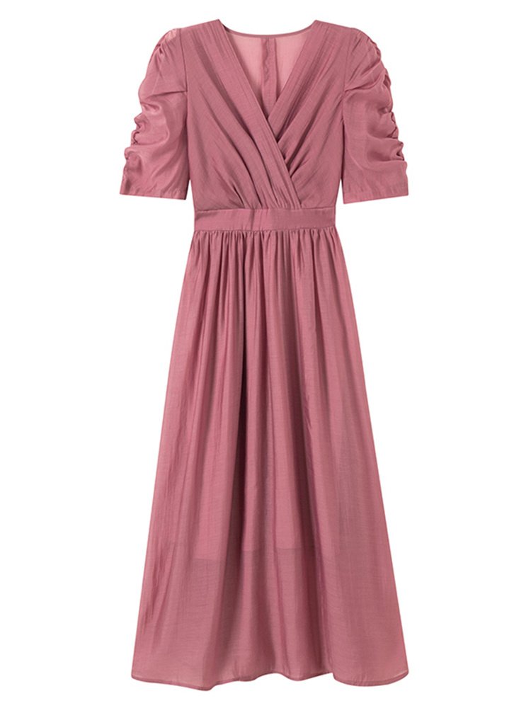 Women's Luxury French Tea Break V Neck Dress - Image 3