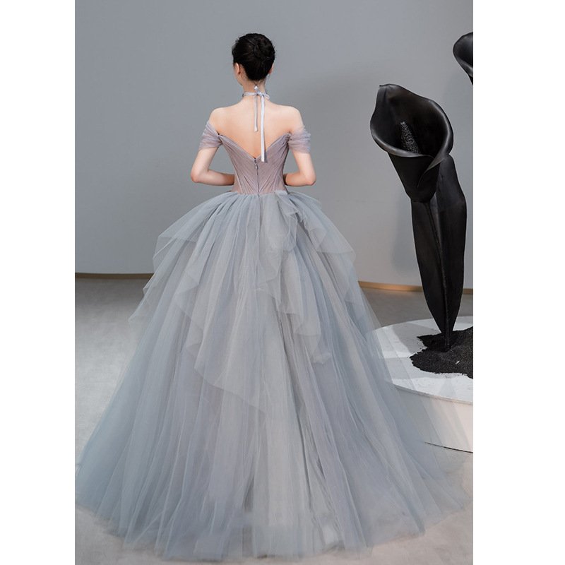 Female Texture Host Gift Tulle Tutu French Banquet Princess Dress - Image 3