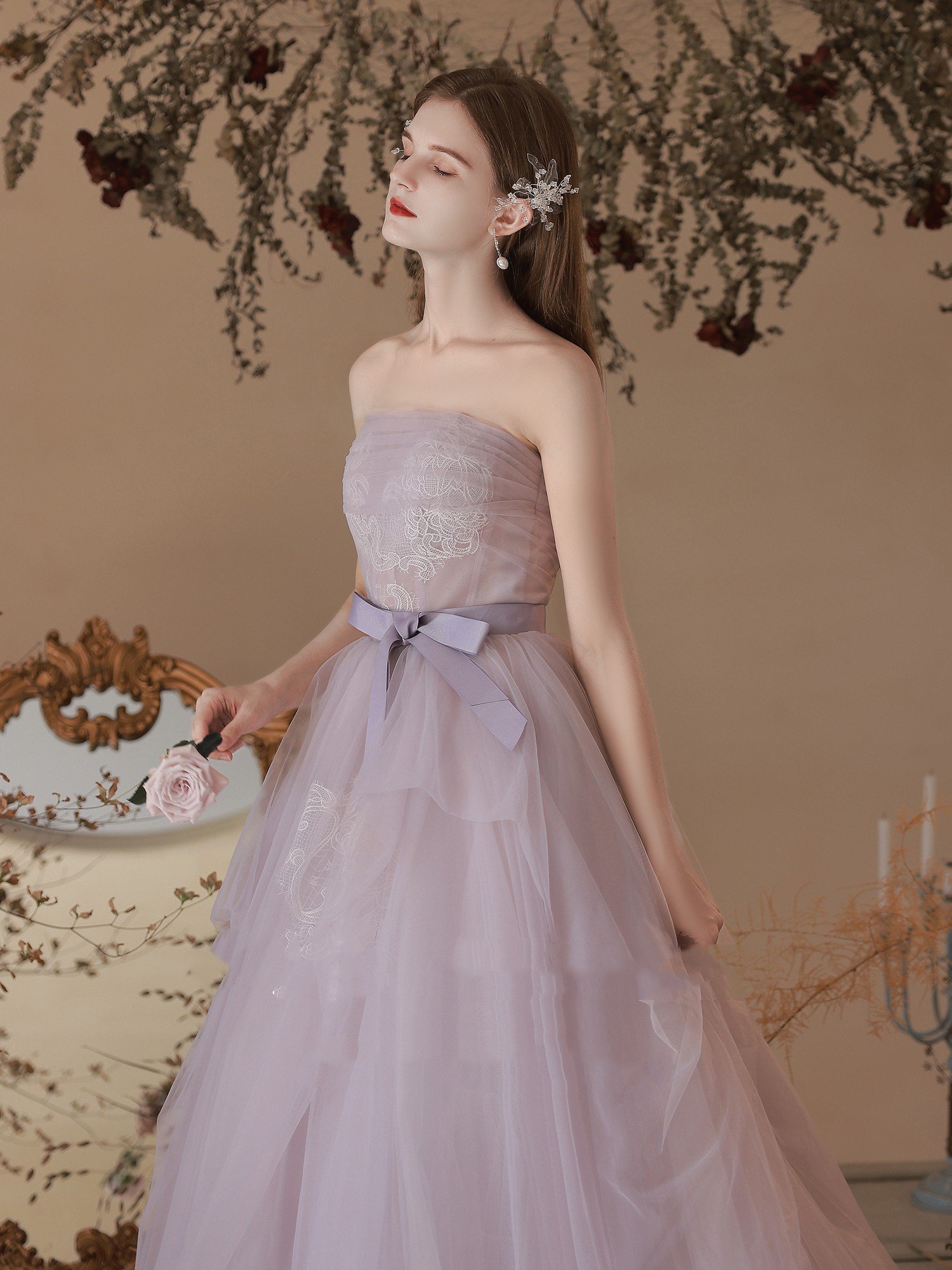 Dinner Party Purple Tube Top Dress Bridal Gown - Image 2