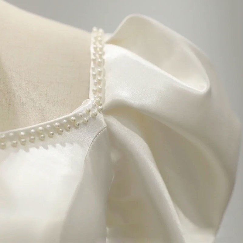 Long Sleeve French Tail Wedding Dress - Image 5