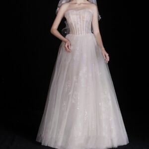 White Wedding Bridal Dress Light Yarn Dinner Tube Top Dress