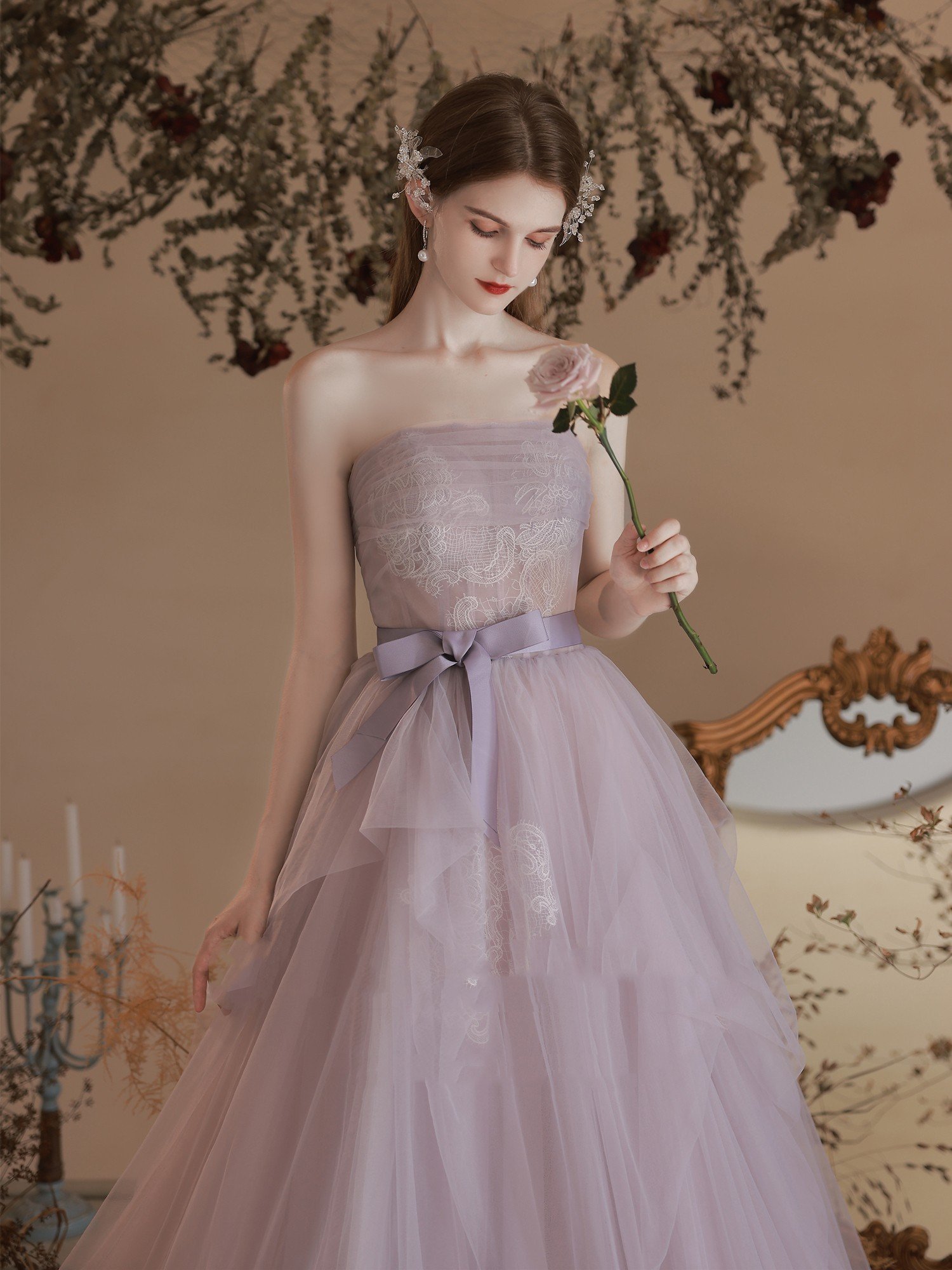 Dinner Party Purple Tube Top Dress Bridal Gown - Image 4