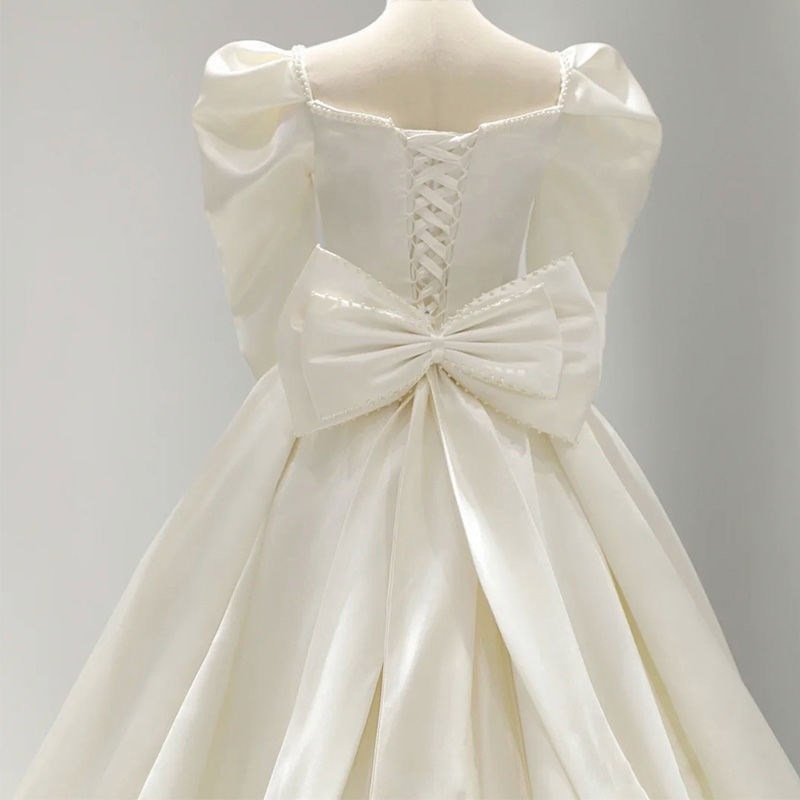 Long Sleeve French Tail Wedding Dress - Image 4